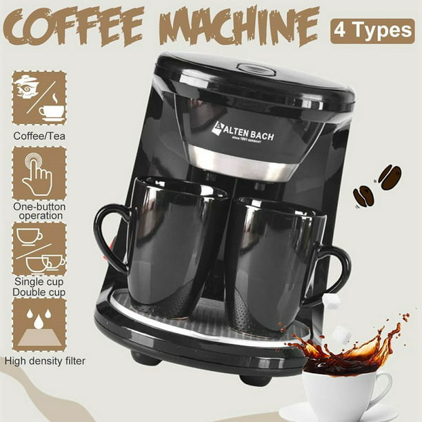 Automatic Dual Drip Filter Coffee Machine Tea Espressos Maker with Ceramic Cups